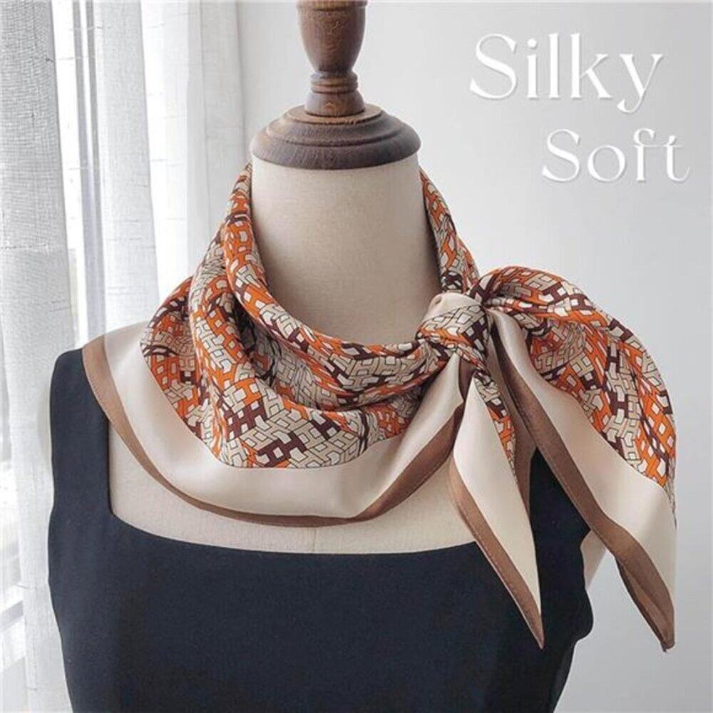 Hair Bandanas Scarf For Women Lightweight Orange Fashion Neck Silk Satin Head